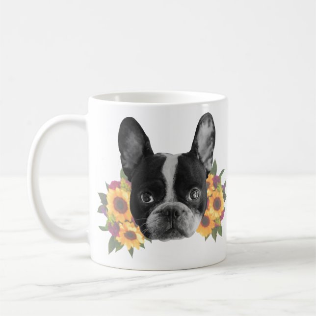 Caneca De Café Bulldog Francês com Flores (Esquerda)