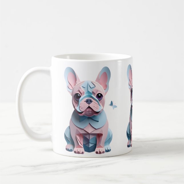 Caneca De Café Bulldog francês com papel borboleta cortando arte (Esquerda)