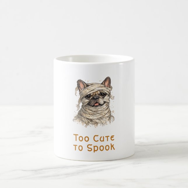 Caneca De Café Bulldog Francês de Halloween Múmia Fofa (Centro)