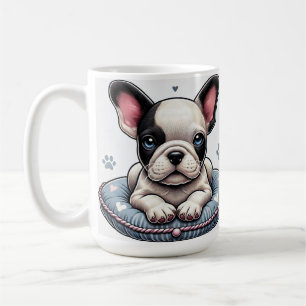 Caneca De Café Bulldog Francês em uma Almofada Cardíaca