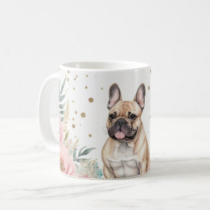 Caneca De Café Bulldog Francês Impressionante com Acentos Florais