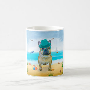 Caneca De Café Bulldog francês na praia