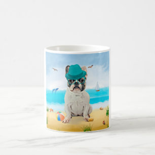 Caneca De Café Bulldog Francês na Praia