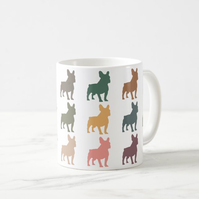 Caneca de Café Bulldog Francês Presente Retro para (Frente Esquerda)