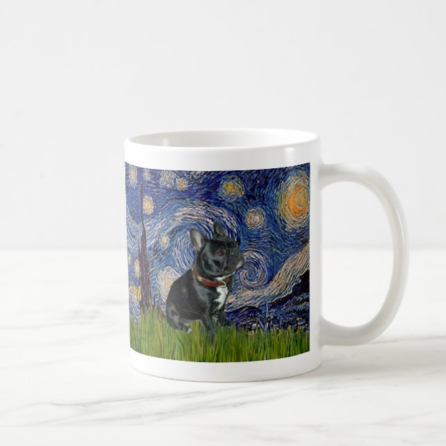 Caneca De Café Bulldog Francês (preto 11) - Noite Estrelada (Direita)