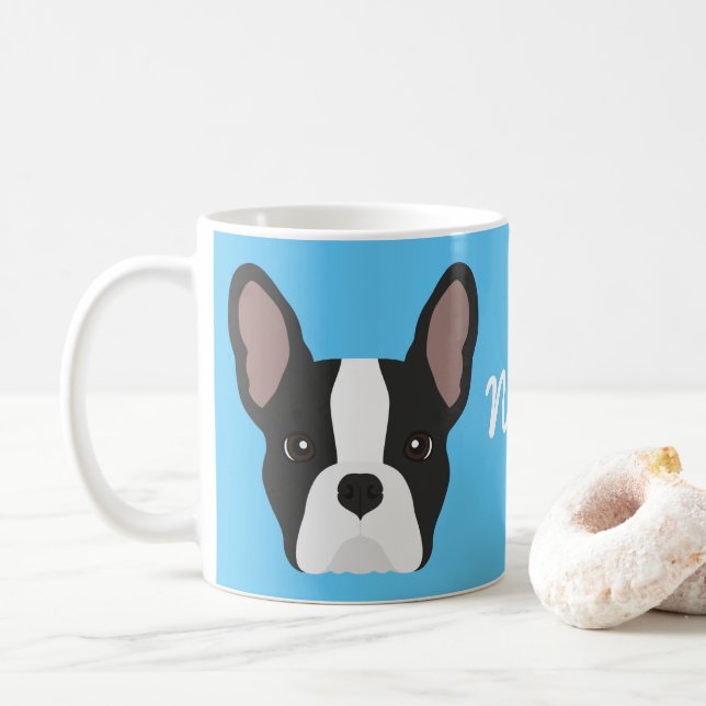 Caneca de Café Bulldog Francês Preto e Branco (Com Donut)