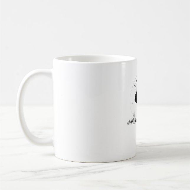 Caneca De Café Bulldog Francês � Silhueta de Lua de Halloween Ove (Esquerda)