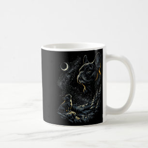 Caneca De Café Bulldog francês uivando para a lua vintage 90s eng