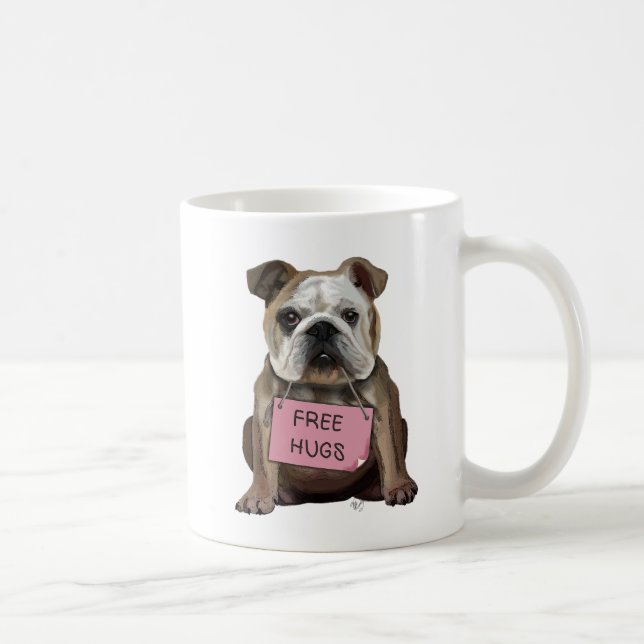 Caneca De Café Bulldog Free Hugs (Direita)