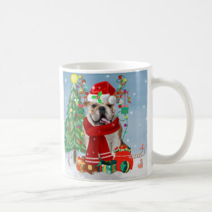 Caneca De Café Bulldog Inglês em Neve com Presentes de Natal