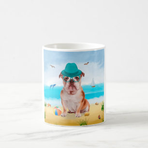 Caneca De Café Bulldog Inglês na Praia