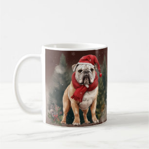 Caneca De Café Bulldog na Neve Natal