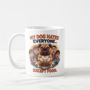 Caneca De Café Bulldog Odeia Todos Exceto Humor de Comida