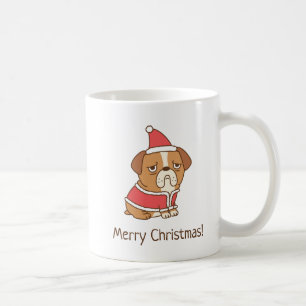 Caneca de café Bulldog Papai Noel Natal feliz