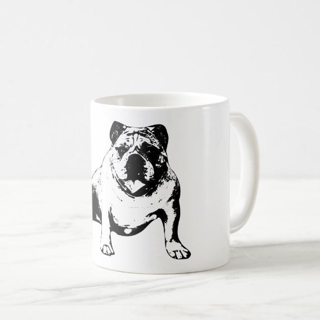 Caneca De Café Bulldog Sentado com a Língua de Fora (Frente Esquerda)