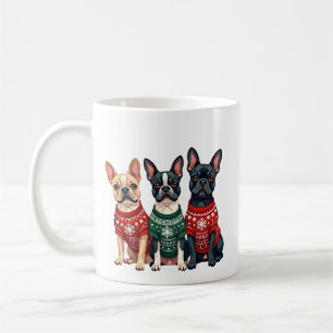 Caneca De Café Bulldogs Franceses de Natal Frenchie de Natal Cão 