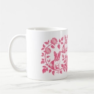 Caneca De Café Bulldogue Francês Arte Floral – Cão Elegante