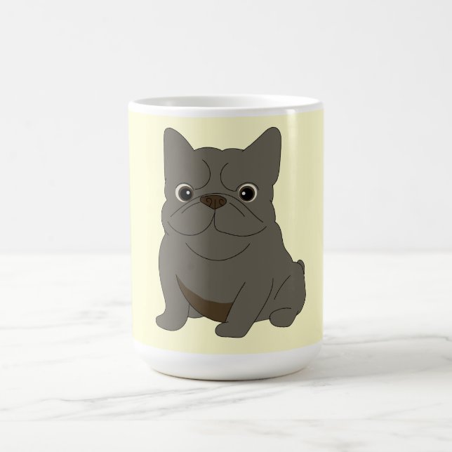 Caneca De Café Bulldogue Francês Cinza Bebê, Creme, (Centro)