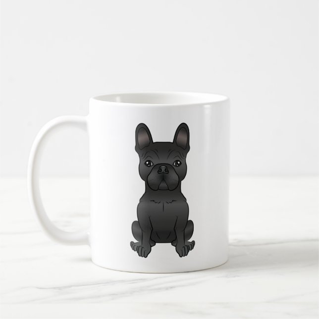 Caneca De Café Bulldogue Francês Preto / Frenchie Cachorro de Des (Esquerda)