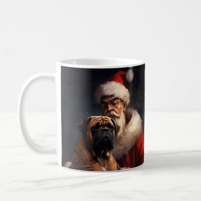 Caneca De Café Bullmastiff Com Papai Noel Natal Festivo (Esquerda)