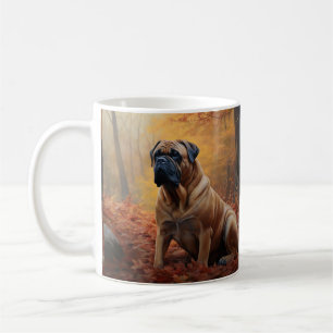 Caneca De Café Bullmastiff das Folhas do outono Cai no Império