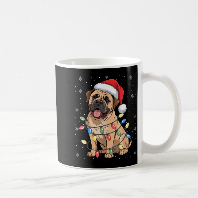 Caneca De Café Bullmastiff Dog Christmas Tree Lights Dogs Xmas Pa (Direita)