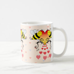 Caneca De Café Bumble abelhas com design dos corações