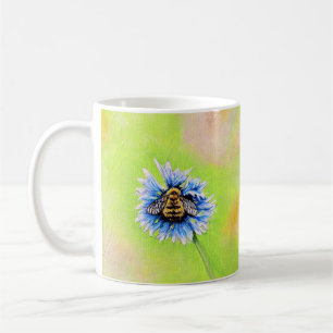 Caneca De Café Bumble Bee em uma pintura de flor