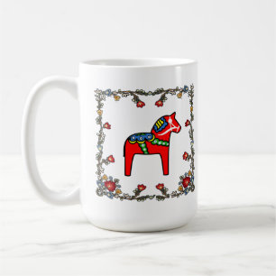 Caneca De Café Bunad Floral norueguês com Dala Horse