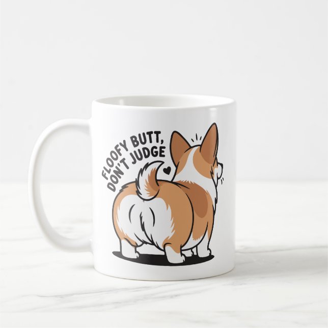 Caneca De Café Bunda Fofa Não Julgue Humor Corgi (Esquerda)