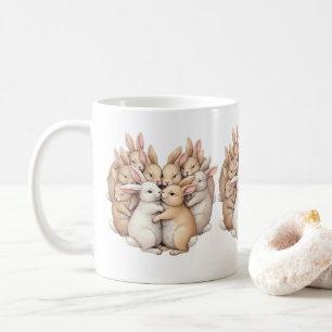 Caneca De Café Bunnies Adoráveis numa Ilustração de Abraço de Pas