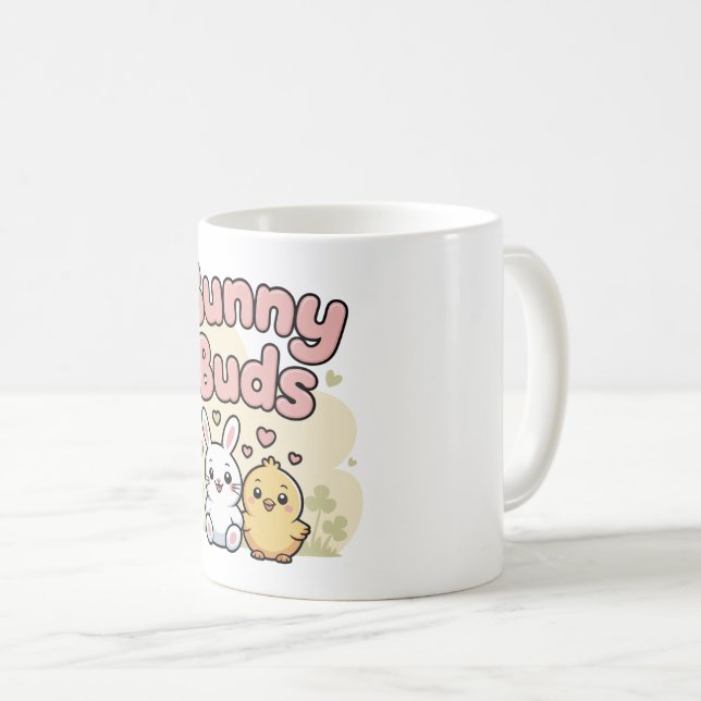 Caneca De Café Bunny Buds Cute Pastel Spring (Frente Esquerda)