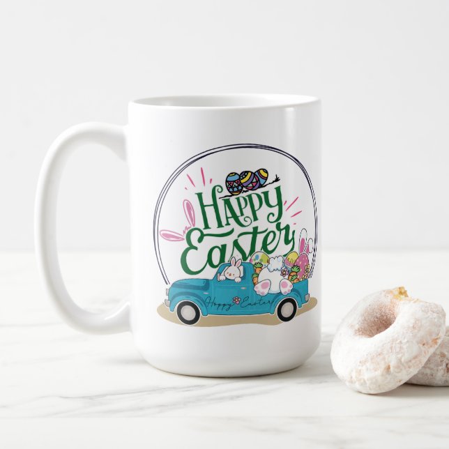 Caneca De Café Bunny comemora Páscoa Dia do Café Mug (Com Donut)