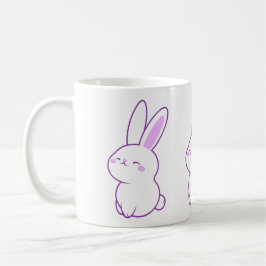 Caneca De Café Bunny Kawaii Fofo Roxo Feliz Sorridente