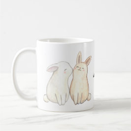 Caneca De Café Bunny Kiss Cute Rabbit beijando nome personalizado
