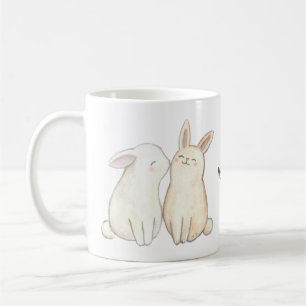 Caneca De Café Bunny Kiss Cute Rabbit beijando nome personalizado