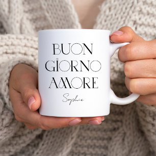 Caneca De Café Buongiorno Amore Texto Moderno do Chinês Italian