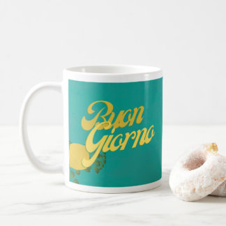 Caneca De Café BuonGiorno Italiano Hello Retro Typografia