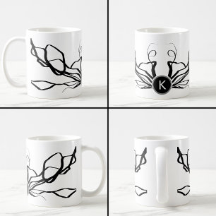 Caneca De Café Buquê Blanc: Abstrato branco e preto