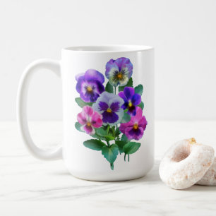 Caneca De Café Buquê da Flor de Pansy Violets