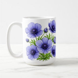 Caneca De Café Buquê de Anêmona Roxa