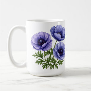Caneca De Café Buquê de Anêmona Roxa