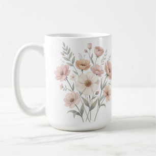 Caneca De Café Buquê de Anêmona Suave Aquarela
