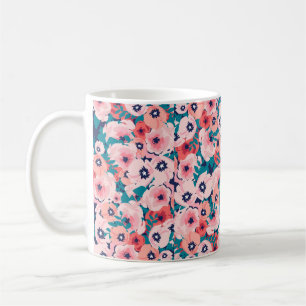 Caneca De Café Buquê de aquarelas de flores, padrão sem costura