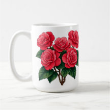 Buquê de Camélia Rosa Vermelha Brilhante