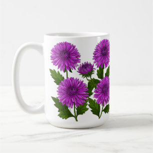Caneca De Café Buquê de Crisântemo Roxo Vibrante
