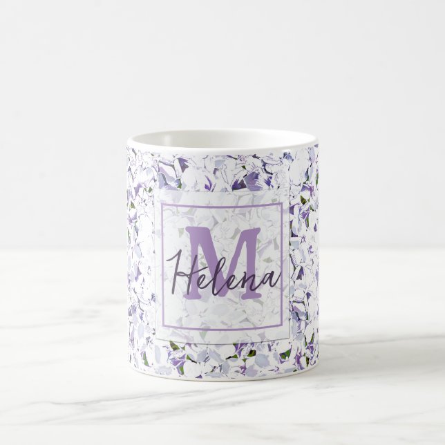 Caneca De Café Buquê de flor de aquarela de hydrangeas. café mu (Centro)