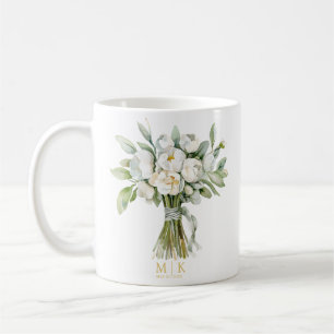 Caneca De Café Buquê de Flor de Casamento de Aquarela