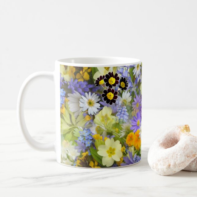 Caneca De Café Buquê de flor selvagem (Com Donut)