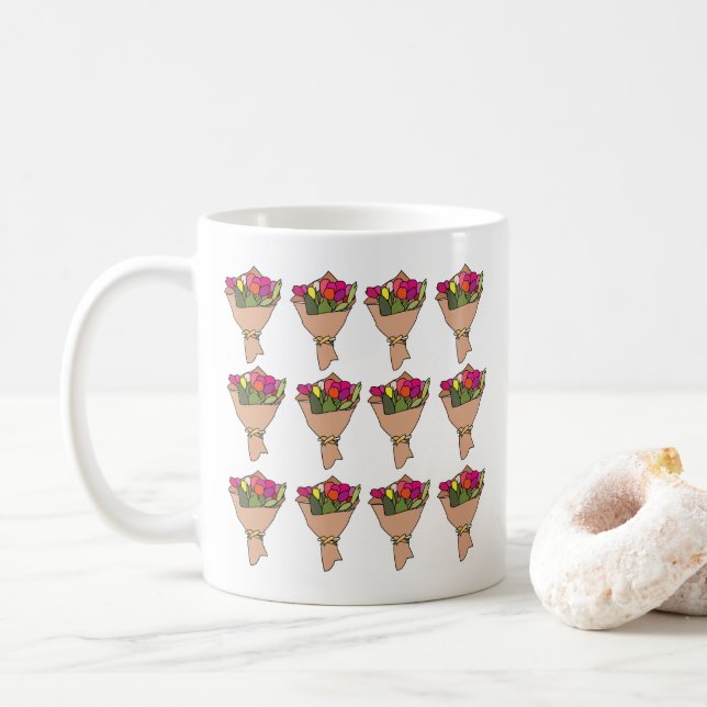 Caneca De Café Buquê De Flores (Com Donut)